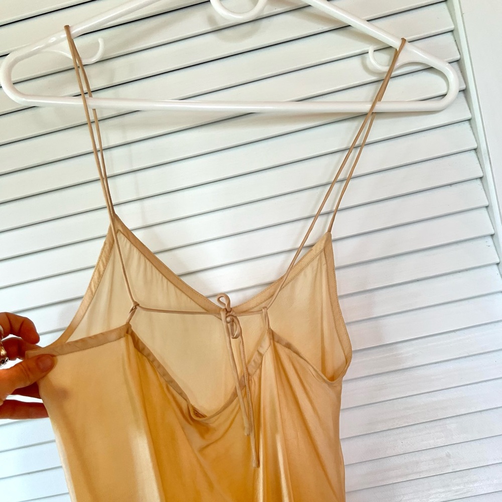 The White Raven Bias cut Vegan Silk Slip Dress 💗 Champagne S 🥂boho - Picture 8 of 14